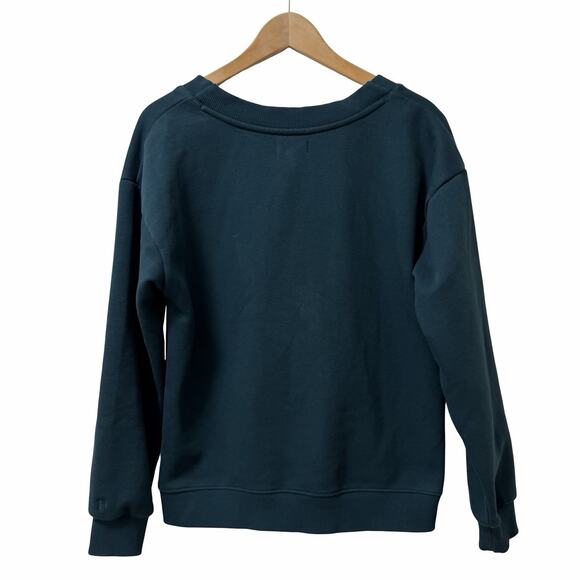 Pact Womens Organic Cotton Blend V Neck Sweatshirt Size M Blue Cozy Sustainable - Picture 4 of 9